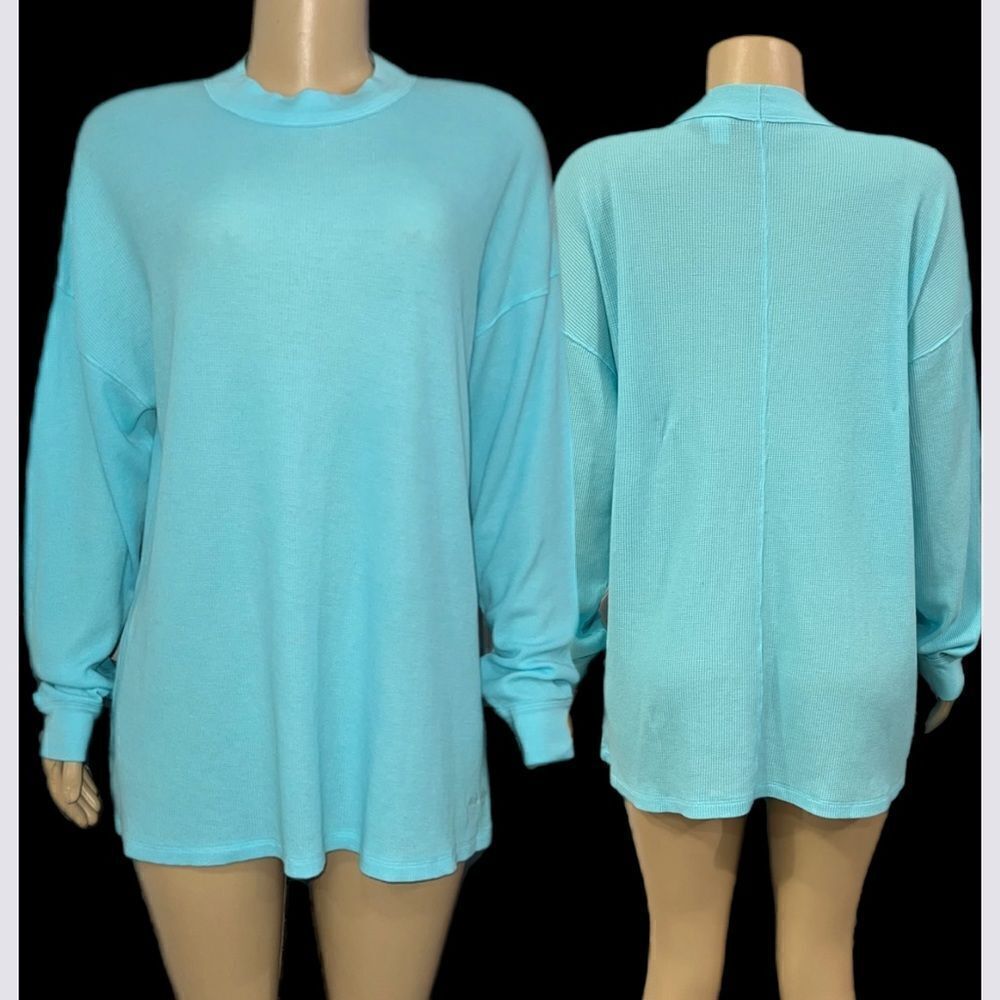 Victoria’s Secret Pink thermal Long Sleeve Sleep Dress pajama blue